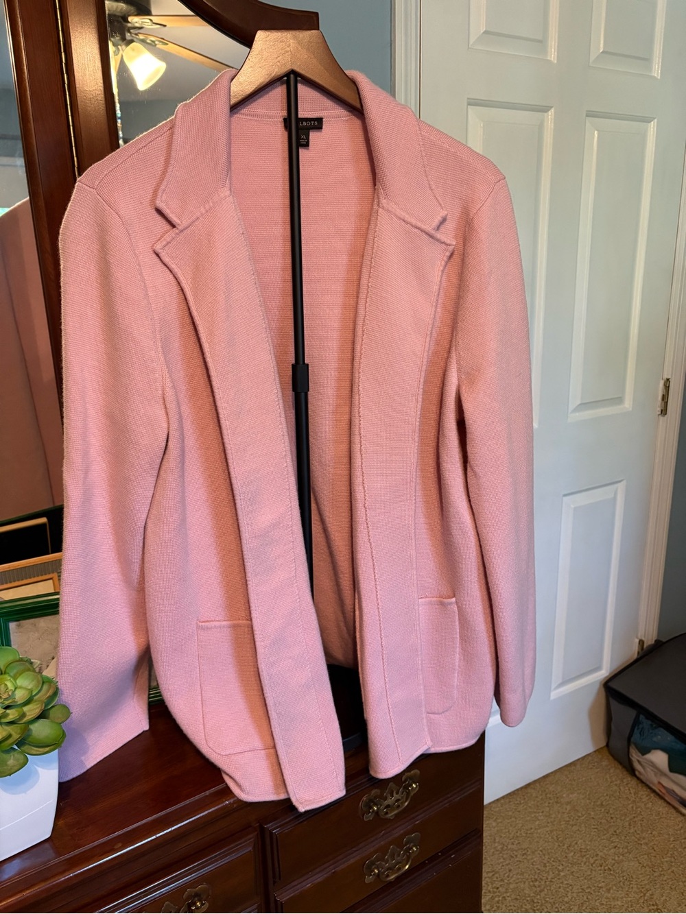 Talbot’s Blush Pink Knit Open-Front Blazer